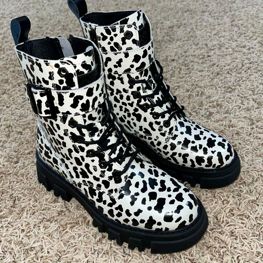 Levi's Women’s Giselle Leopard Combat Lace-Up Boots Shoes, Size 7.5 (New)